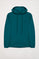 Cyan-blue hoodie with pockets and Polo Club logo
