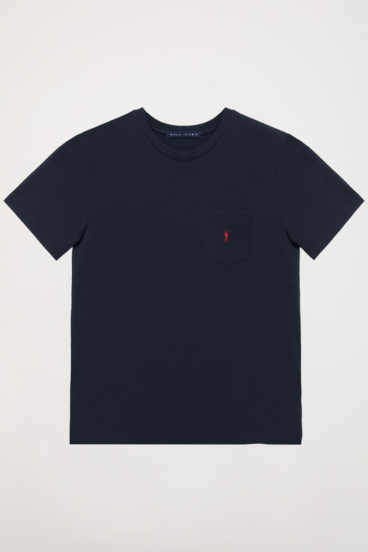 T-Shirt marineblau mit Brusttasche und Rigby Go-Logo