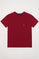 Maroon tee with pocket and Rigby Go logo