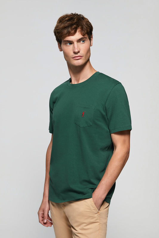 T-shirt vert bouteille avec une poche et logo Rigby Go