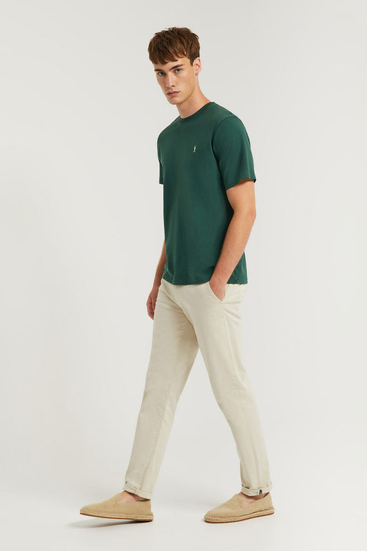Bottle-green cotton basic T-shirt with Rigby Go logo