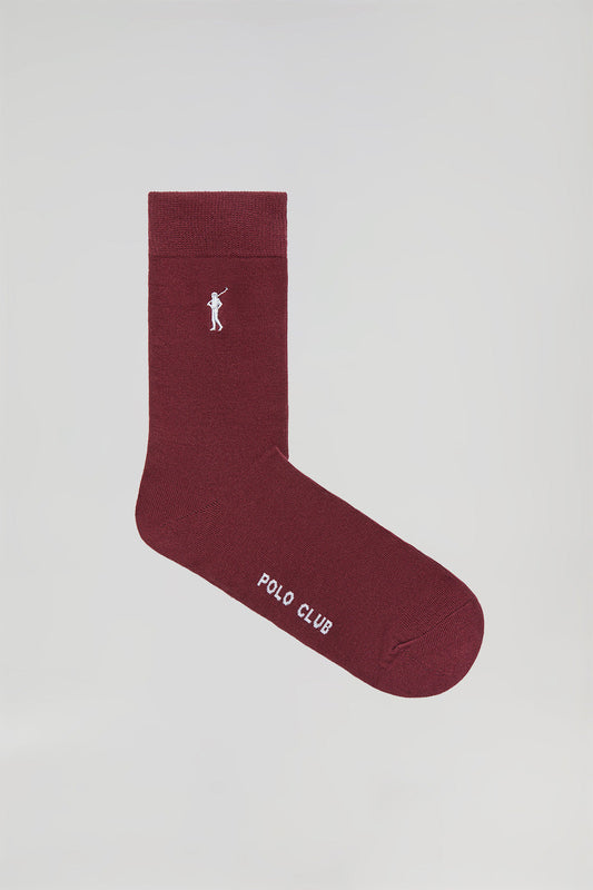 2 Pair pack of maroon socks with Rigby Go logo