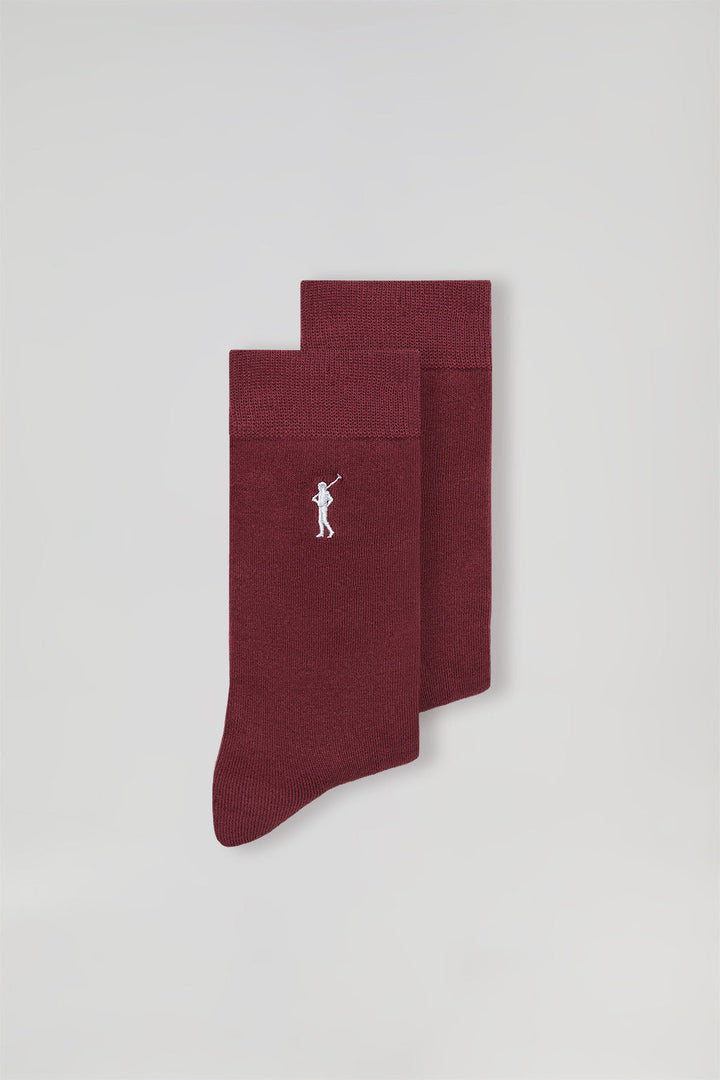 2 Pair pack of maroon socks with Rigby Go logo