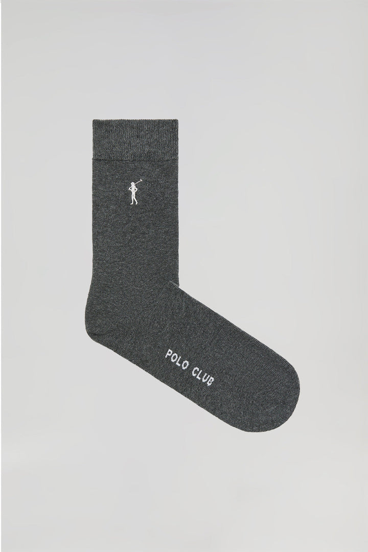 Pack de dos pares de calcetines gris oscuro con logo Rigby Go