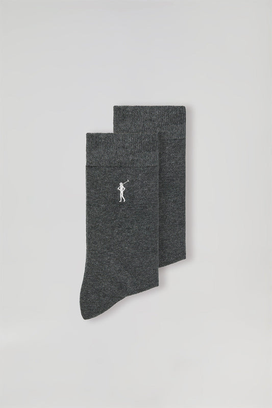 Pack de dos pares de calcetines gris oscuro con logo Rigby Go