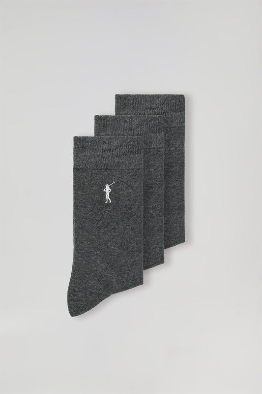 3 Pair pack of dark-grey socks with Rigby Go logo