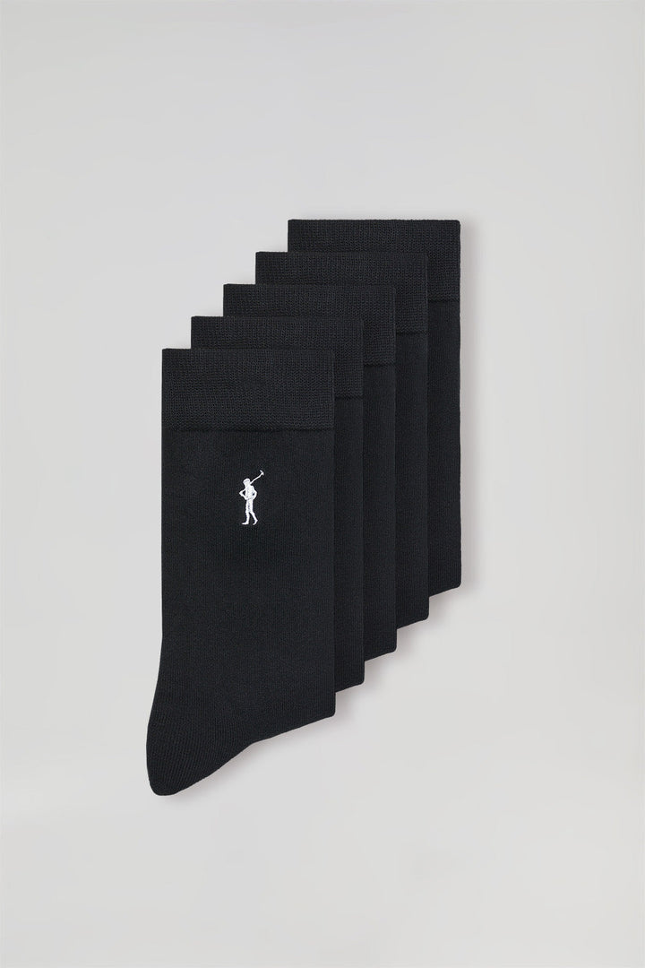 Pack de cinco pares de calcetines negros con logo Rigby Go
