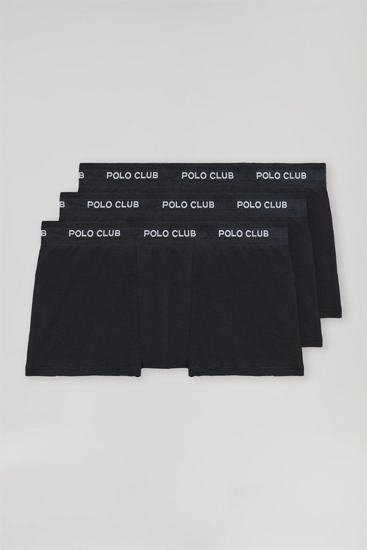 Pack de tres boxers negros con logotipo Polo Club