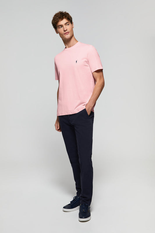 Camiseta básica rosa de algodón con logo Rigby Go