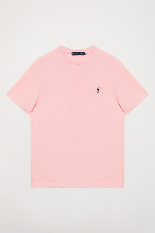 Schlichtes Baumwoll-T-Shirt Rosa mit Rigby Go Logo