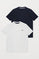 Pack with two round-neck T-shirts in white and navy blue with embroidery logo