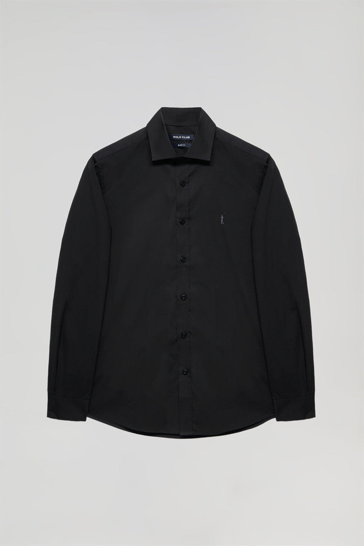 Popelinowa koszula Slim w kolorze czarnym z logo Rigby Go