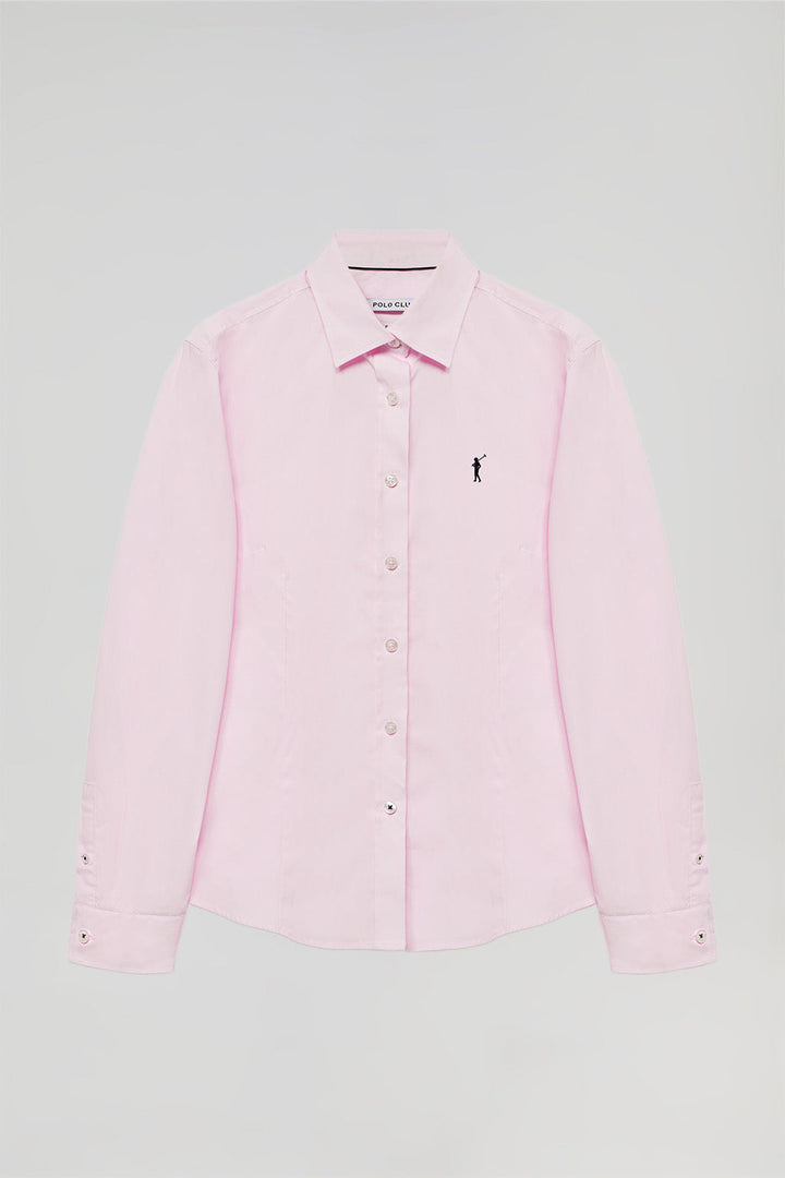 Camicia in popeline Slim Fit rosa con ricamo Rigby Go