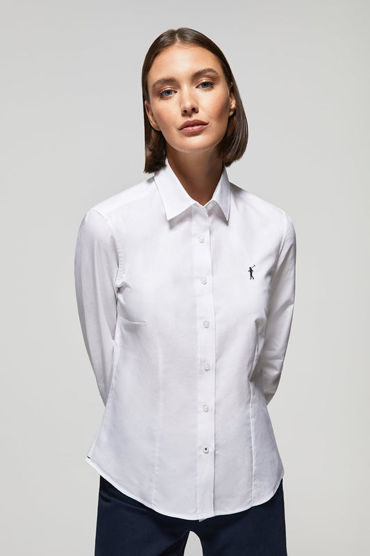 Wit hemd "Oxford" met Rigby Go-logo, slim fit
