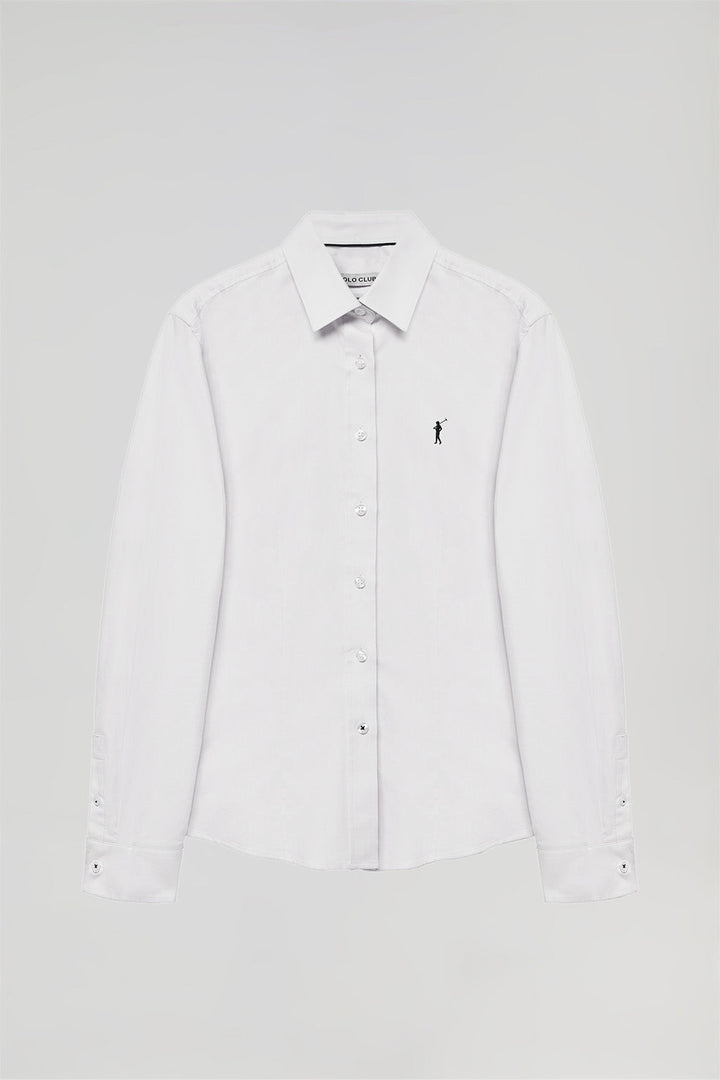 White slim-fit Oxford shirt with Rigby Go logo