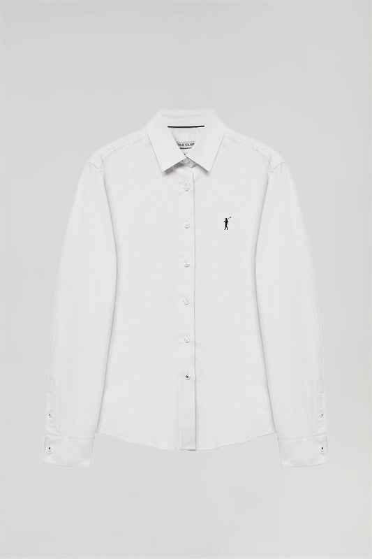 Wit hemd "Oxford" met Rigby Go-logo, slim fit