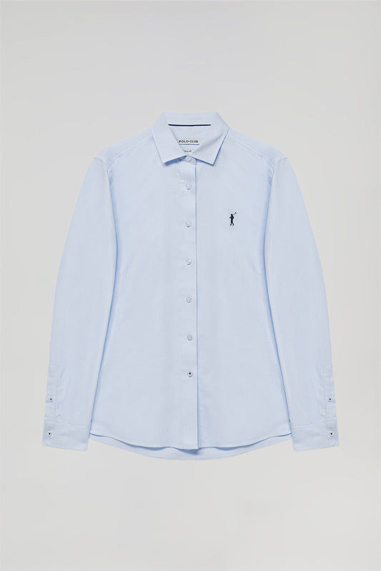 Sky-blue regular-fit Oxford shirt with Rigby Go logo