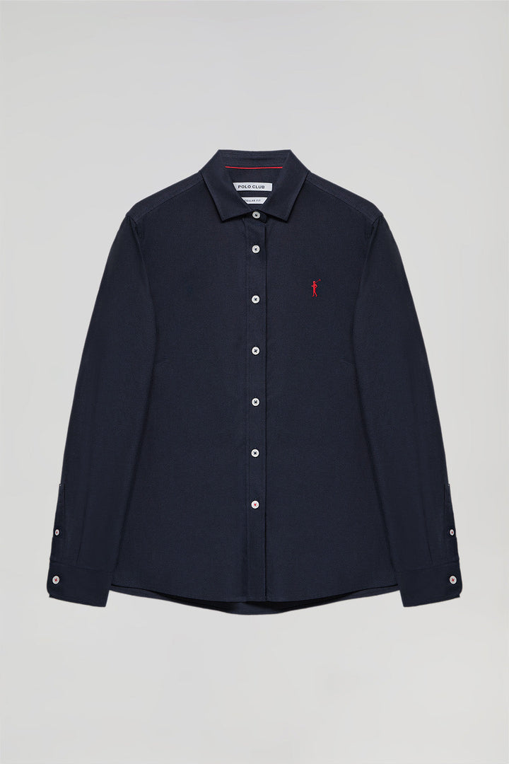 Navy-blue regular-fit Oxford shirt with Rigby Go logo