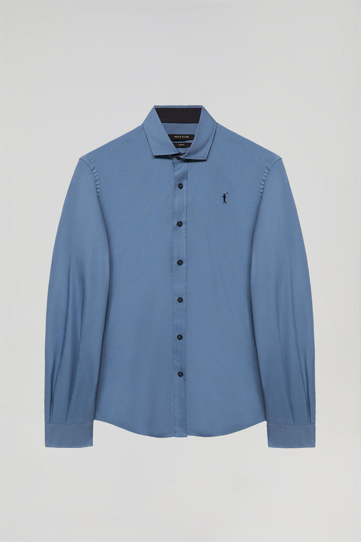 Camisa azul Oxford con contrastes y logo Rigby Go