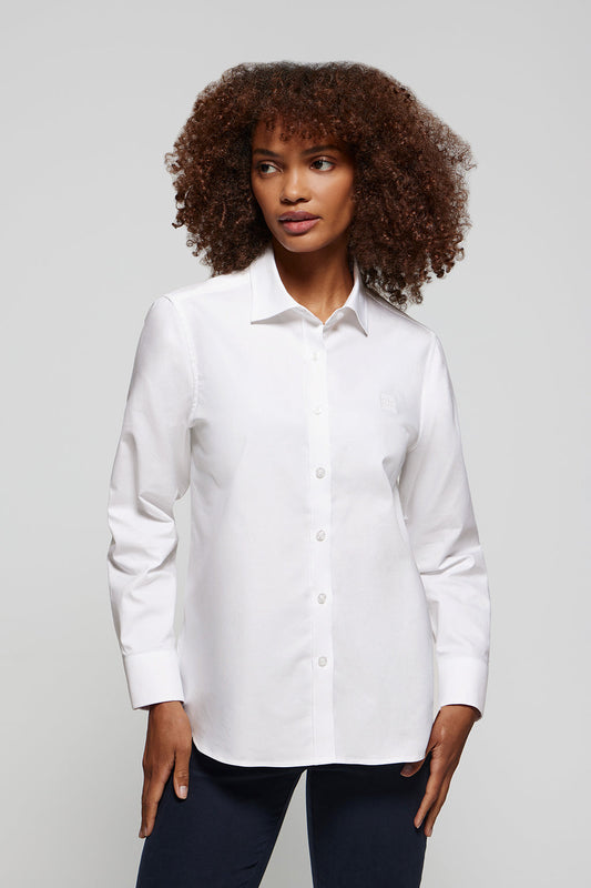 Camicia oxford bianca con logo ricamato