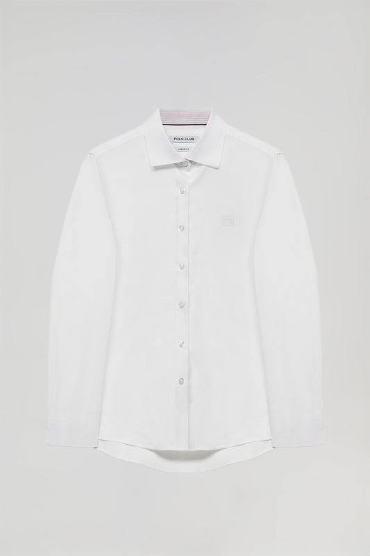 Chemise Oxford blanche à logo brodé