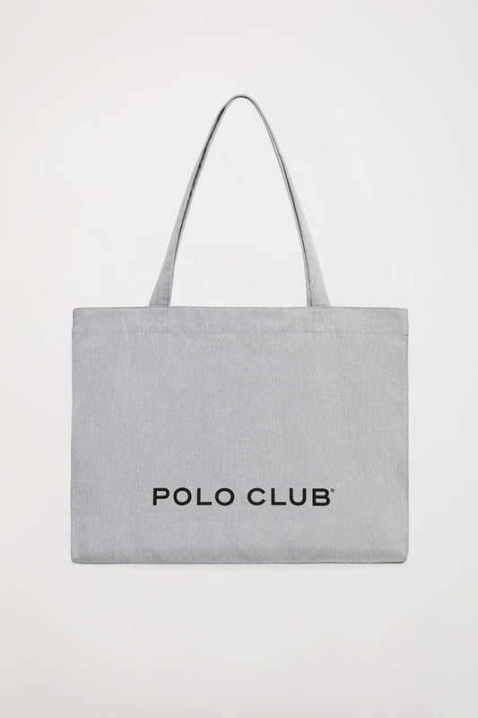 Grey tote bag with Polo Club print