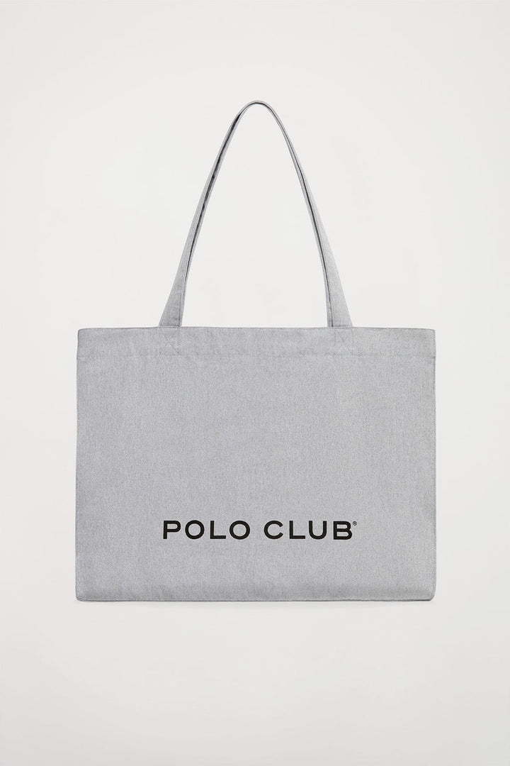 Tote bag grigia con stampa Polo Club