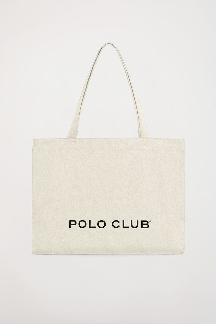 Tote bag ecru con print Polo Club