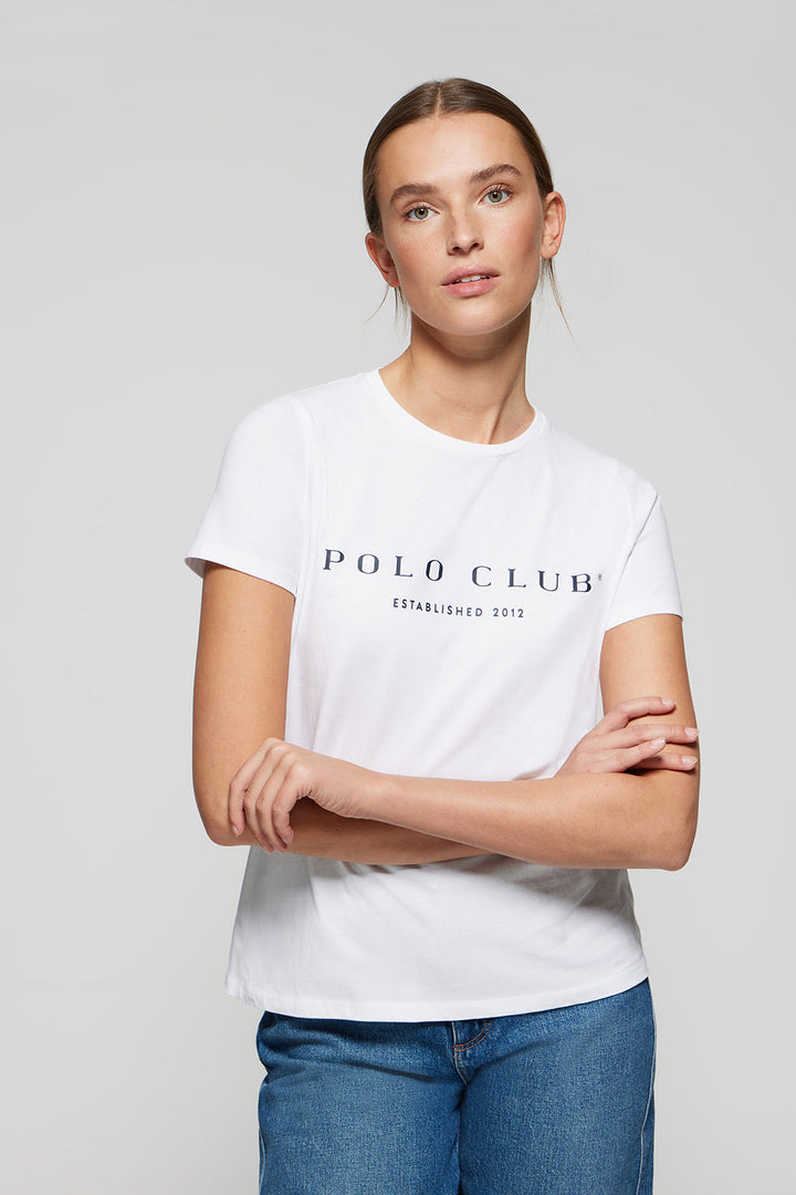 White T-shirt with Polo Club iconic print