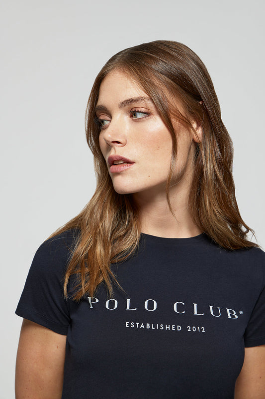T-shirt bleu marine avec imprimé signature Polo Club