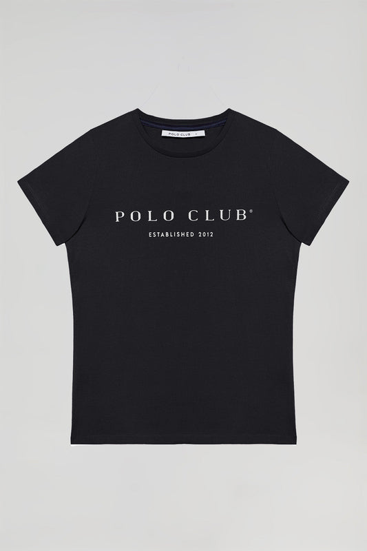 T-shirt noir avec imprimé signature Polo Club