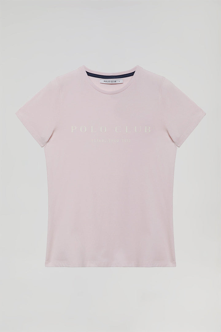 Maglietta rosa con print iconico Polo Club