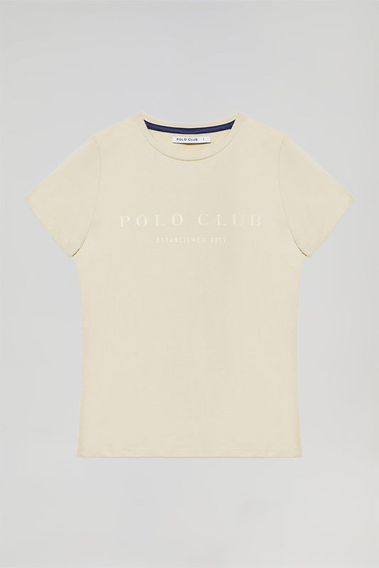 Beige T-shirt met kenmerkende Polo Club-print