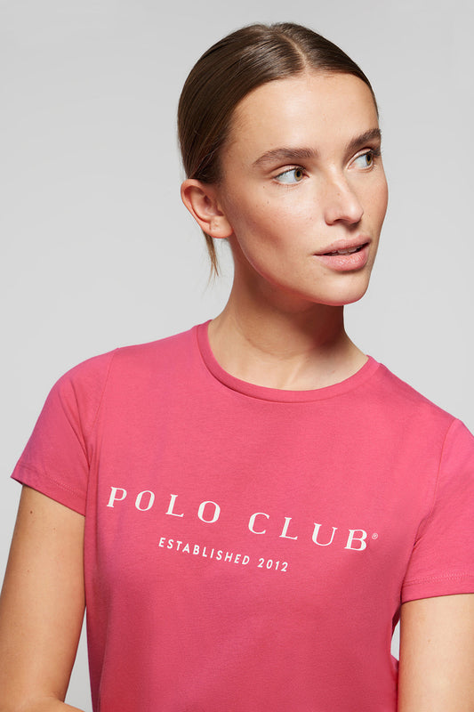 Maglietta color lampone con print iconico Polo Club