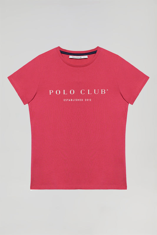 Framboosrode T-shirt met kenmerkende Polo Club-print