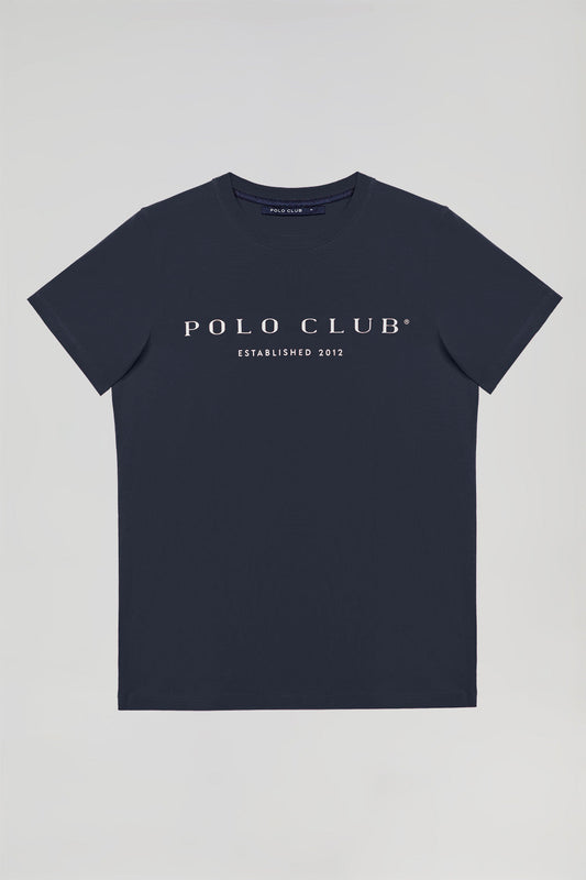 Camiseta básica azul marino con print icónico Polo Club