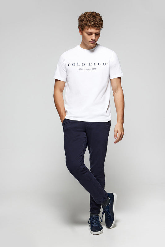 Basic witte T-shirt met kenmerkende Polo Club-print