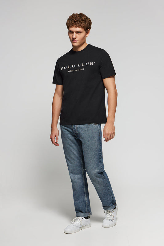 Basic zwarte T-shirt met kenmerkende Polo Club-print