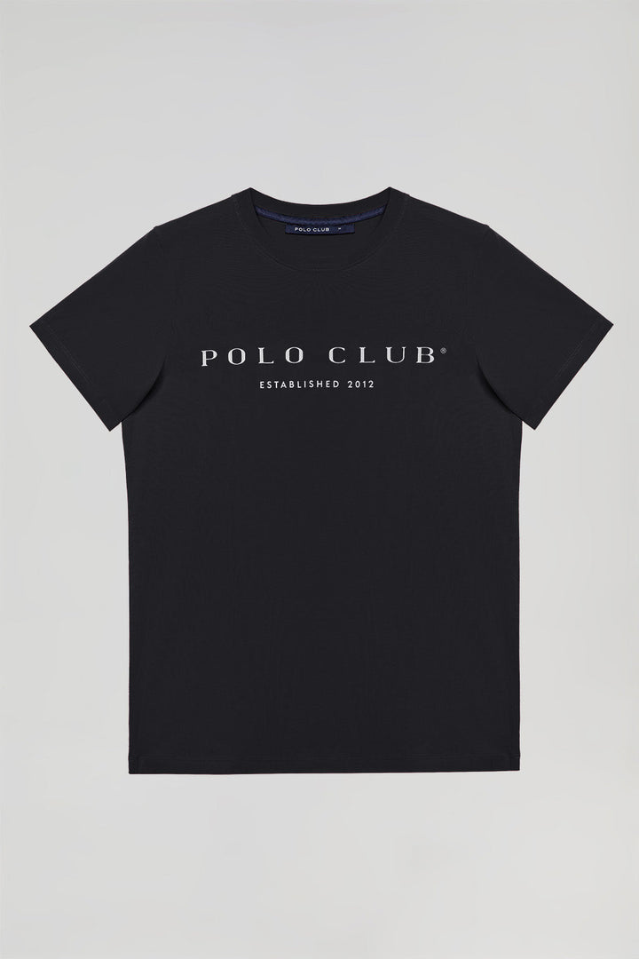 Maglietta basic nera con print iconico Polo Club