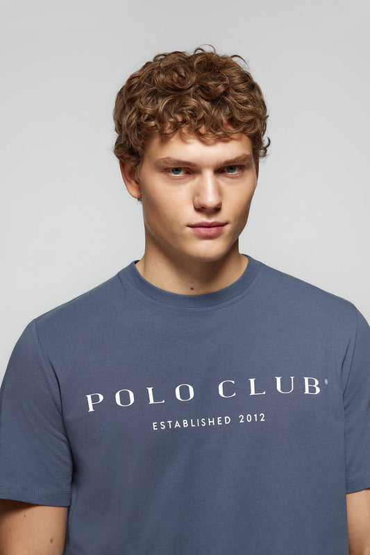Camiseta básica azul denim con print icónico Polo Club