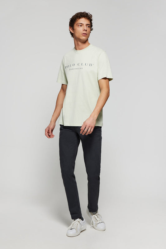 Pale-green basic T-shirt with Polo Club iconic print
