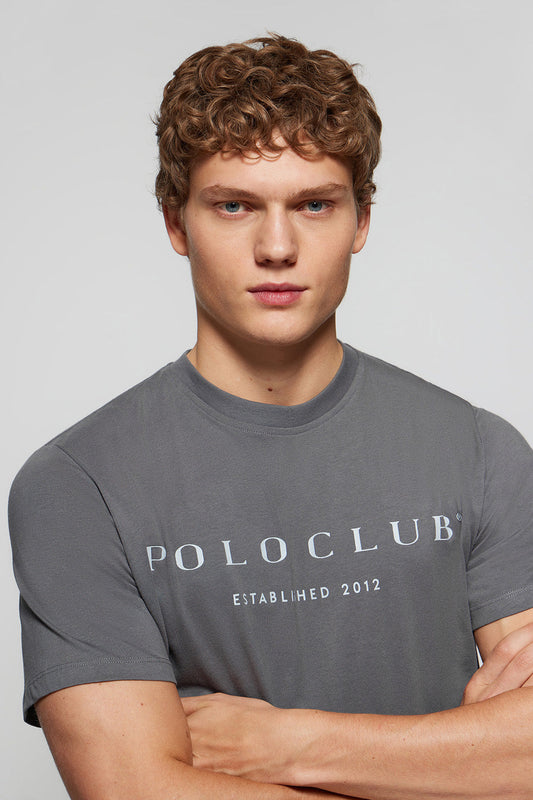 T-shirt basique asphalte avec imprimé signature Polo Club