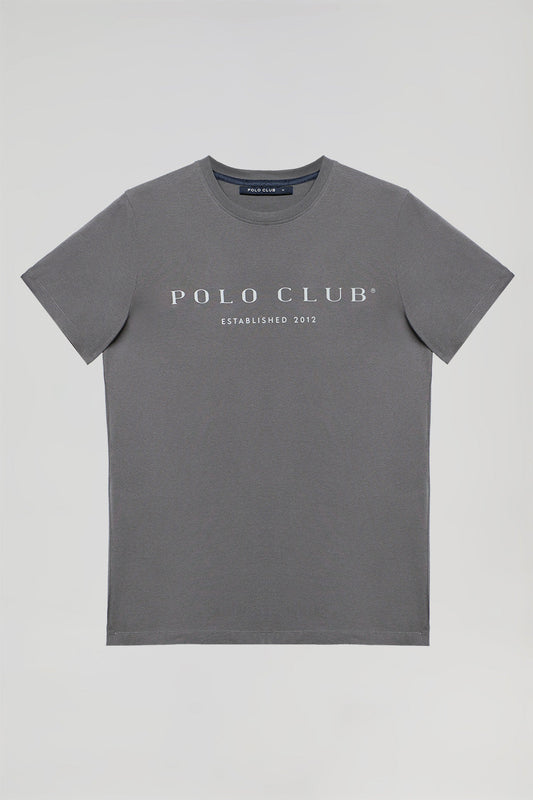 Grafitowa koszulka basic z kultowym nadrukiem Polo Club