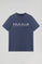 Denim-blue basic T-shirt with chest iconic print