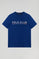 Royal-blue basic T-shirt with chest iconic print