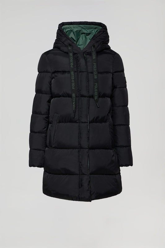 Manteau bicolore réversible noir avec capuche et détails Polo Club