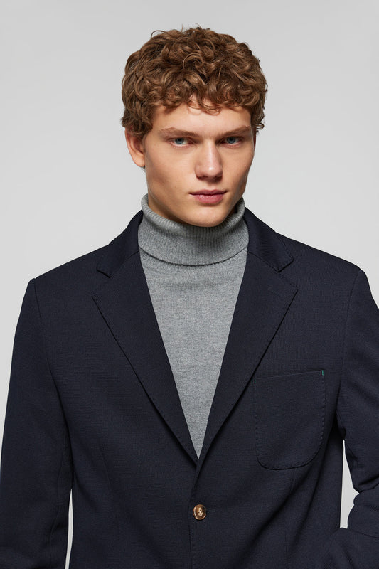Navy-blue buttoned blazer with Polo Club detail