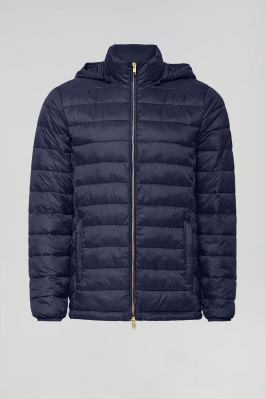 Navy-blue ultralight Charles jacket with hood and Polo Club logo