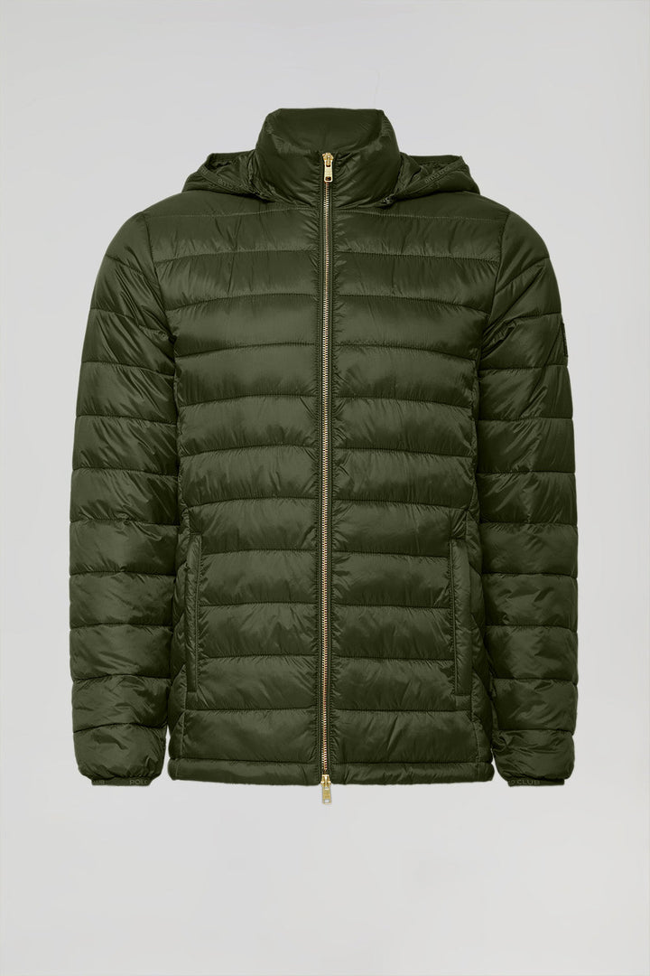 Green ultralight Charles jacket with hood and Polo Club logo