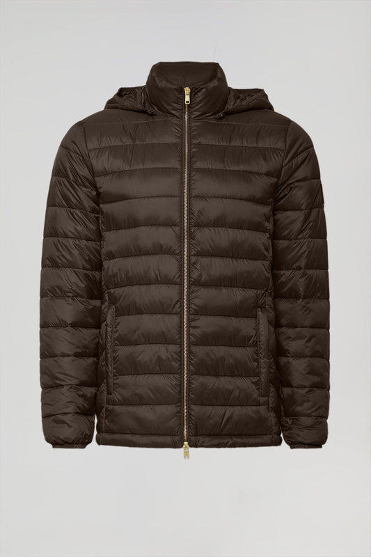 Brown ultralight Charles jacket with hood and Polo Club logo